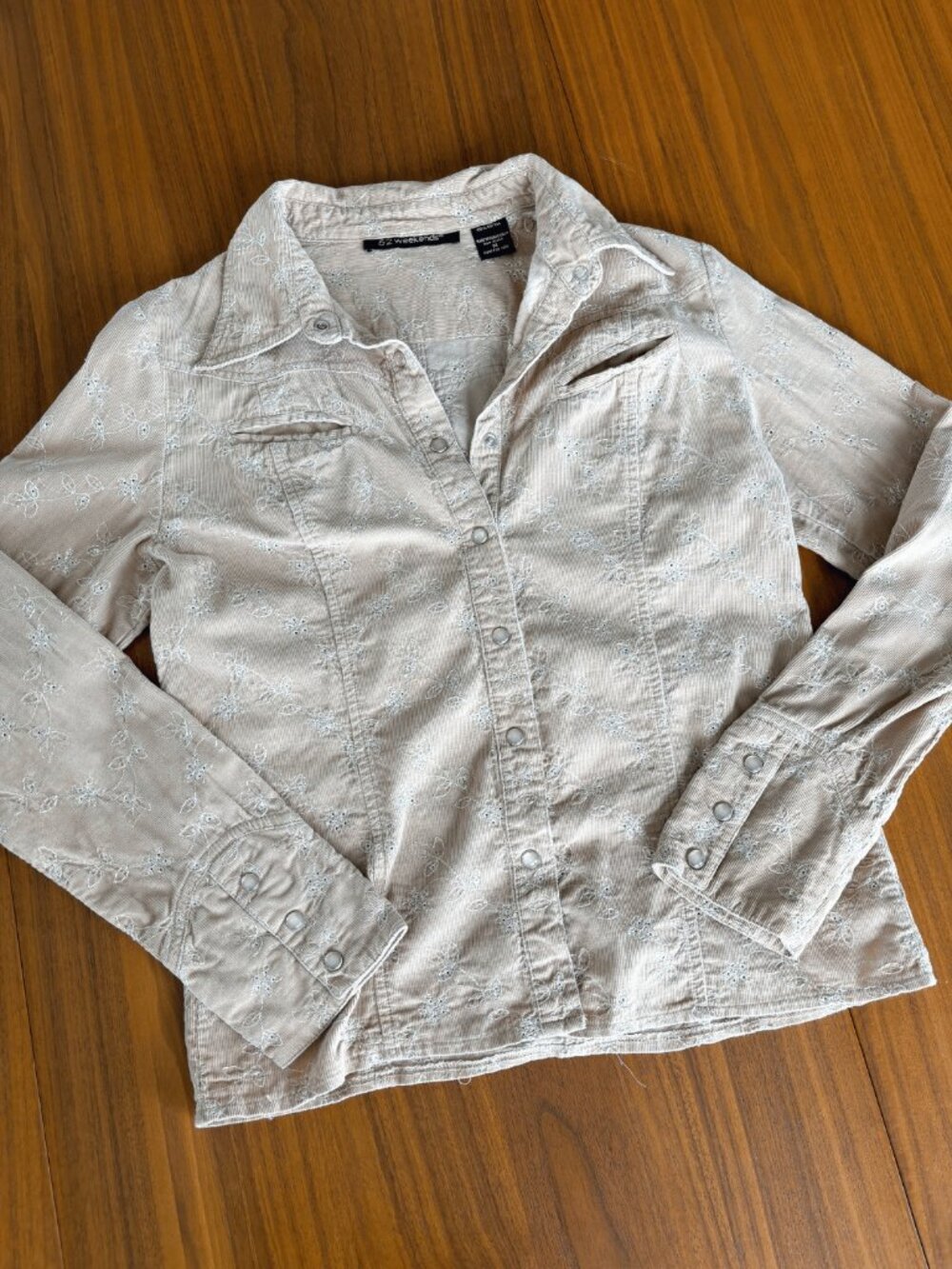 Vintage 52 Weekends Top Medium Corduroy Embroidered Y2K Western Coastal Cowgirl